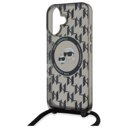 Karl Lagerfeld IML Crossbody Monogram Karl & Choupette Head MagSafe - Hülle für iPhone 16 (schwarz)