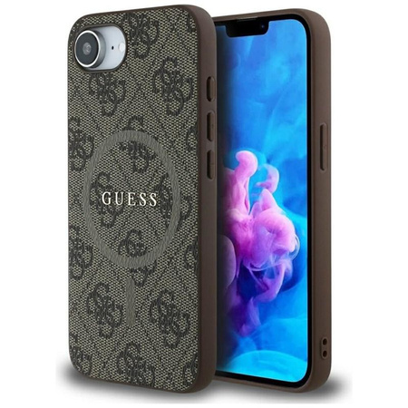 Guess 4G Ring Classic Logo MagSafe - pouzdro pro iPhone 16e (hnědé)