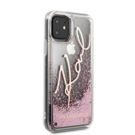 Karl Lagerfeld Signature Glitter Case - iPhone 11 tok (rózsaarany)