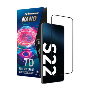 Crong 7D Nano Flexible Glass - Verre hybride 9H pour l'ensemble de l'écran du Samsung Galaxy S22