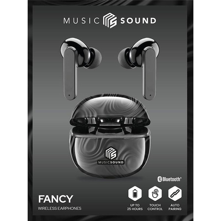 Cellularline Music Sound Fancy - bezdrátová sluchátka Bluetooth V5.3 TWS s nabíjecím pouzdrem (černá)