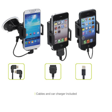 iGrip Universal Charging Dock - Universeller Smartphone-Halter für breite. 44 - 84 mm + Ladegerät + Micro-USB-Kabel + Lightning-Kabel