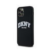 DKNY Liquid Silicone White Printed Logo MagSafe - pouzdro pro iPhone 12 / iPhone 12 Pro (černé)