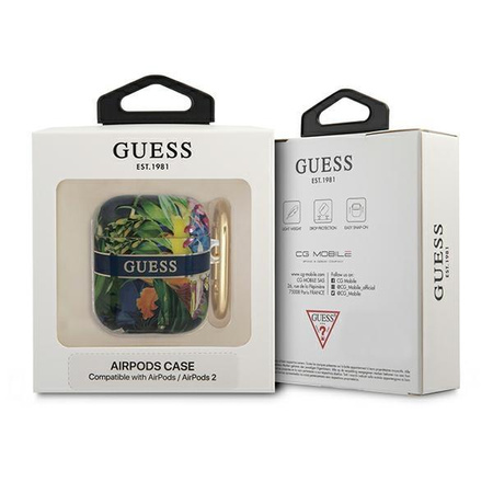 Guess Flower - Étui Airpods 1/2 gen (Bleu)