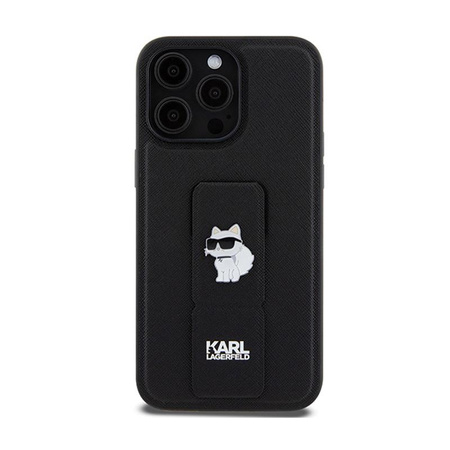 Karl Lagerfeld Gripstand Saffiano Choupette tűk - iPhone 13 Pro Max tok (fekete)