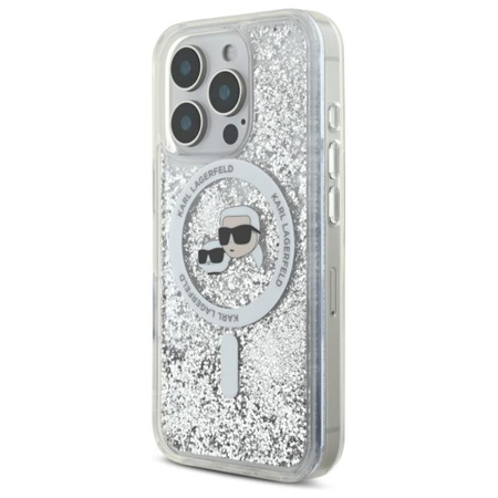 Karl Lagerfeld Liquid Glitter Karl & Choupette Head MagSafe - Case for iPhone 16 Pro Max (transparent)