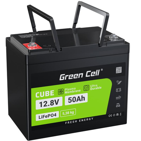 Green Cell - Batterie LiFePO4 12V 12.8V 50Ah pour systèmes photovoltaïques, camping-cars et bateaux