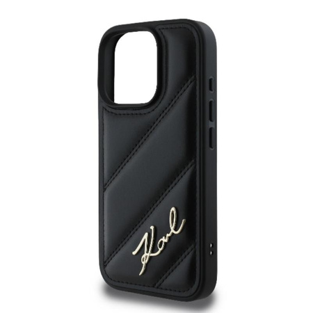 Karl Lagerfeld Quilted Signature - Coque pour iPhone 16 Pro Max (noir)