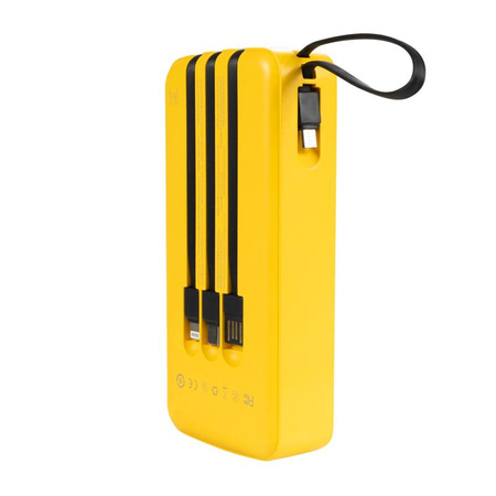 WEKOME WP-10 Pop Digital Series - Power bank 20000 mAh beépített USB-C / Lightning / Micro USB + USB-A kábellel (sárga)