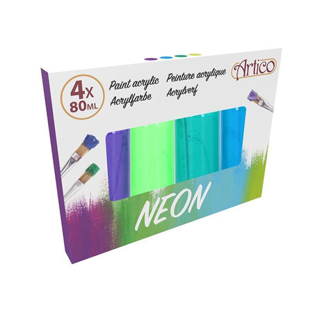 Artico - Set de peintures acryliques néon en tubes de 80 ml 4 couleurs (Set 1)