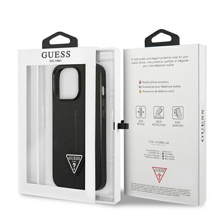 Guess Saffiano Triangle Logo Tasche - iPhone 13 Pro Tasche (schwarz)