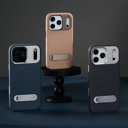 ETUI DO IPHONE 17 PRO do MAGSAFE MOSHI SKÓRZANE MAGNETYCZNE PODSTAWKA