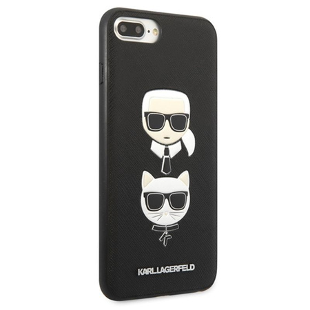 Karl Lagerfeld Saffiano Karl & Choupette Heads - Etui iPhone 8 Plus / 7 Plus (czarny)