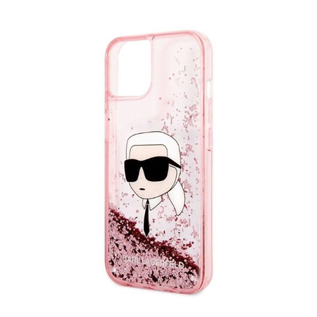 Karl Lagerfeld Liquid Glitter NFT Karl's Head - iPhone 14 Plus Tasche (rosa)