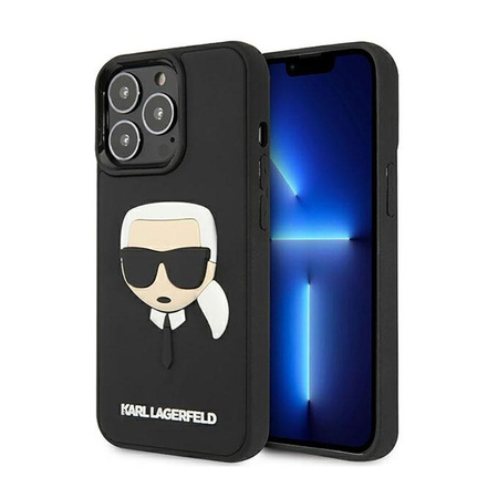 Karl Lagerfeld 3D gumové pouzdro Karl`s Head - iPhone 13 Pro Max (černé)