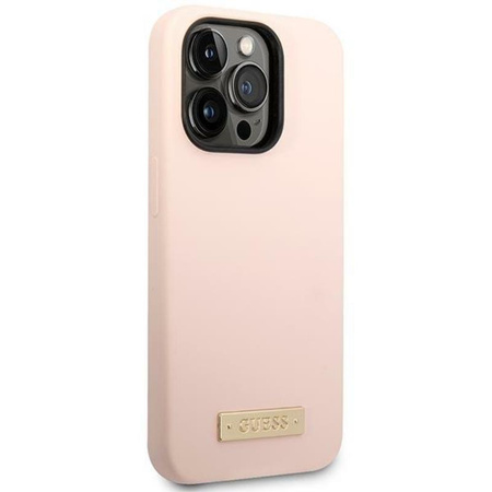 Guess Silicone Logo Plate MagSafe - iPhone 14 Pro Max Case (pink)