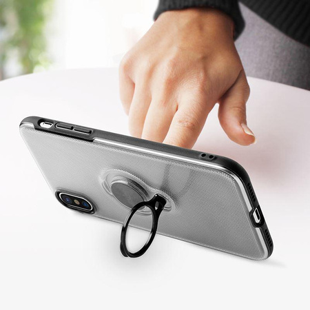 PURO Magnet Ring Cover - iPhone XR Hülle mit magnetischem Fingerabdruck (transparent)