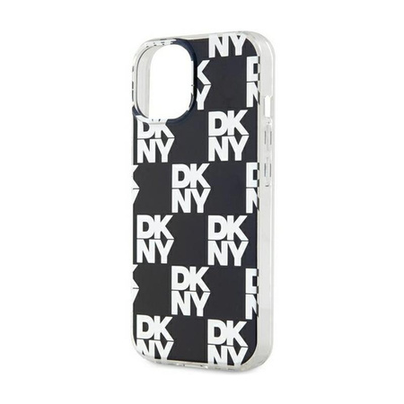 DKNY IML Checkered Mono Pattern - Coque pour iPhone 15 Plus / 14 Plus (noir)