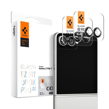 Spigen Optik Pro HD GLAS.TR EZ Fit Camera Protector 2-Pack - Lens protection glass for Samsung Galaxy Z Flip 7 (Black)