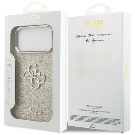 ETUI DO IPHONE 17 PRO MAX GUESS ORYGINALNE ZŁOTE BROKATOWE ELEGANCKIE CASE