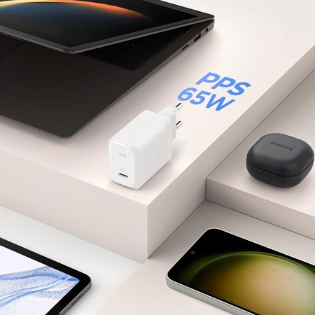 Spigen ArcStation Pro GaN-651 - USB-C PD 3.0 PPS 65W síťová nabíječka + kabel USB-C (bílá)