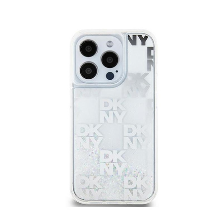 DKNY Liquid Glitter Multilogo - Coque iPhone 15 Pro (blanc)