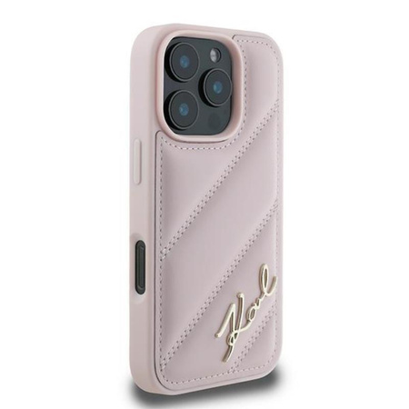 Karl Lagerfeld Quilted Signature - Coque iPhone 16 Pro Max (rose)