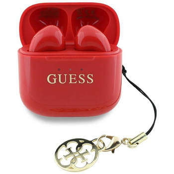 Guess Glossy Effect Printed Classic Logo & Charm - TWS Bluetooth Earphones + Charging Case (Red)