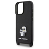Karl Lagerfeld Saffiano Karl & Choupette Metall Pin CBDY Armband - iPhone 16 Tasche (schwarz)