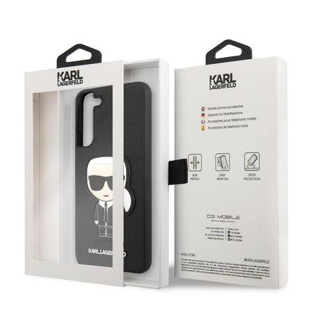 Karl Lagerfeld Saffiano Ikonik Patch - pouzdro pro Samsung Galaxy S22+ (černé)