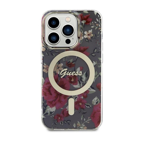 Guess Flower MagSafe - iPhone 14 Pro Tasche (Grün)