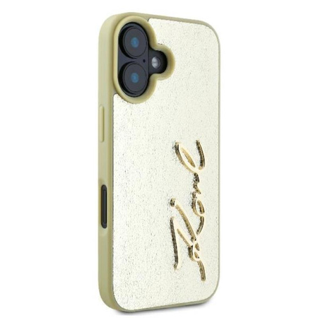 Karl Lagerfeld Metal Signature - pouzdro pro iPhone 16 (zlaté)