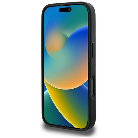 Guess Grained Hot Stamp Peony Triangle Logo MagSafe - Pouzdro pro iPhone 16 Pro Max (černá)