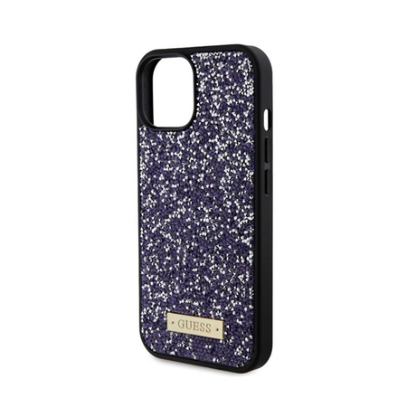 Guess strasszos fém logó - iPhone 15 tok (rózsaszín)