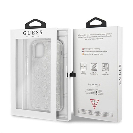 Guess 4G Pfingstrose Glitter - iPhone 11 Pro Tasche (Silber)