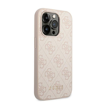 Guess 4G Metal Gold Logo – Etui iPhone 14 Pro (różowy)