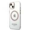 Guess Metal Outline Magsafe - Coque iPhone 13 (Transparent / Or)