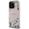 Guess MagSafe - pouzdro s potiskem květin pro iPhone 16 Pro Max (růžové)