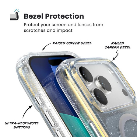 Speck Presidio Lux MagSafe - iPhone 17 Pro Case (Hyper Mirror Glitter / Silver Metallic)