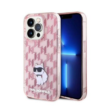 Karl Lagerfeld Monogram Choupette - iPhone 15 Pro tok (rózsaszín)