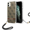 Guess 4G Print Cord - Etui avec dragonne iPhone 11 (Marron)