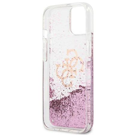 Guess Liquid Glitter 4G Big Logo - pouzdro pro iPhone 13 mini (růžové)