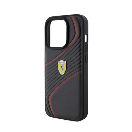 Ferrari Twist Metal Logo - Hülle für iPhone 15 Pro (Schwarz)