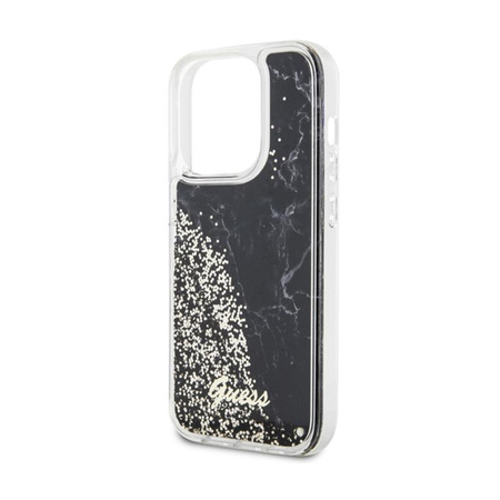 Guess Liquid Glitter Marble - pouzdro pro iPhone 14 Pro (černé)