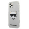 Karl Lagerfeld Choupette Head Glitter - pouzdro pro iPhone 12 / iPhone 12 Pro (stříbrné)