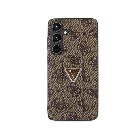 Guess Grip Stand 4G Triangle Strass Logo - Étui Samsung Galaxy S24+ (marron)