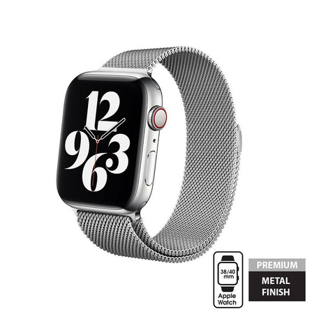 Crong Milano Steel - Bracelet en acier inoxydable pour Apple Watch 38/40/41/42 mm (argent)