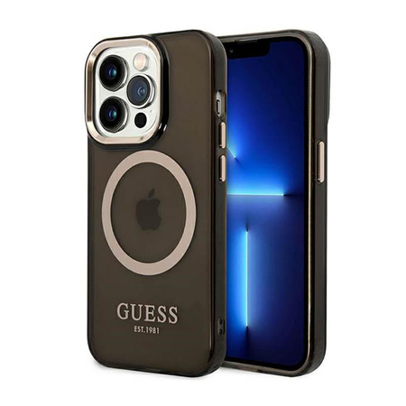 Guess Gold Outline Transluzent MagSafe - iPhone 14 Pro Max Tasche (schwarz)
