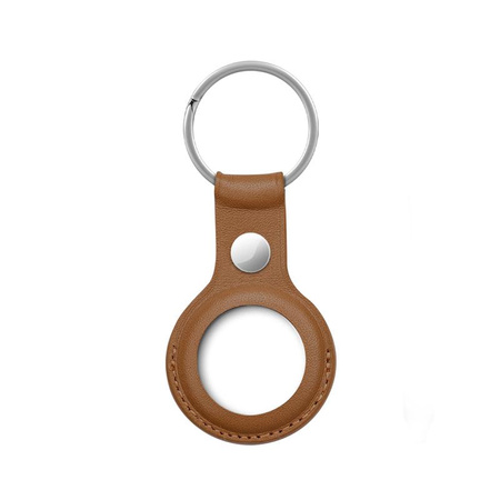 Crong Leather Case with Key Ring - Porte-clés en cuir pour Apple AirTag (marron)