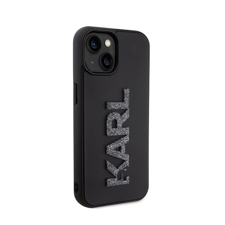 Karl Lagerfeld 3D Rubber Glitter Logo - pouzdro pro iPhone 15 Plus (černé)